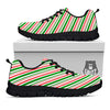 White Candy Cane And Red Green Print Black Sneaker-grizzshop