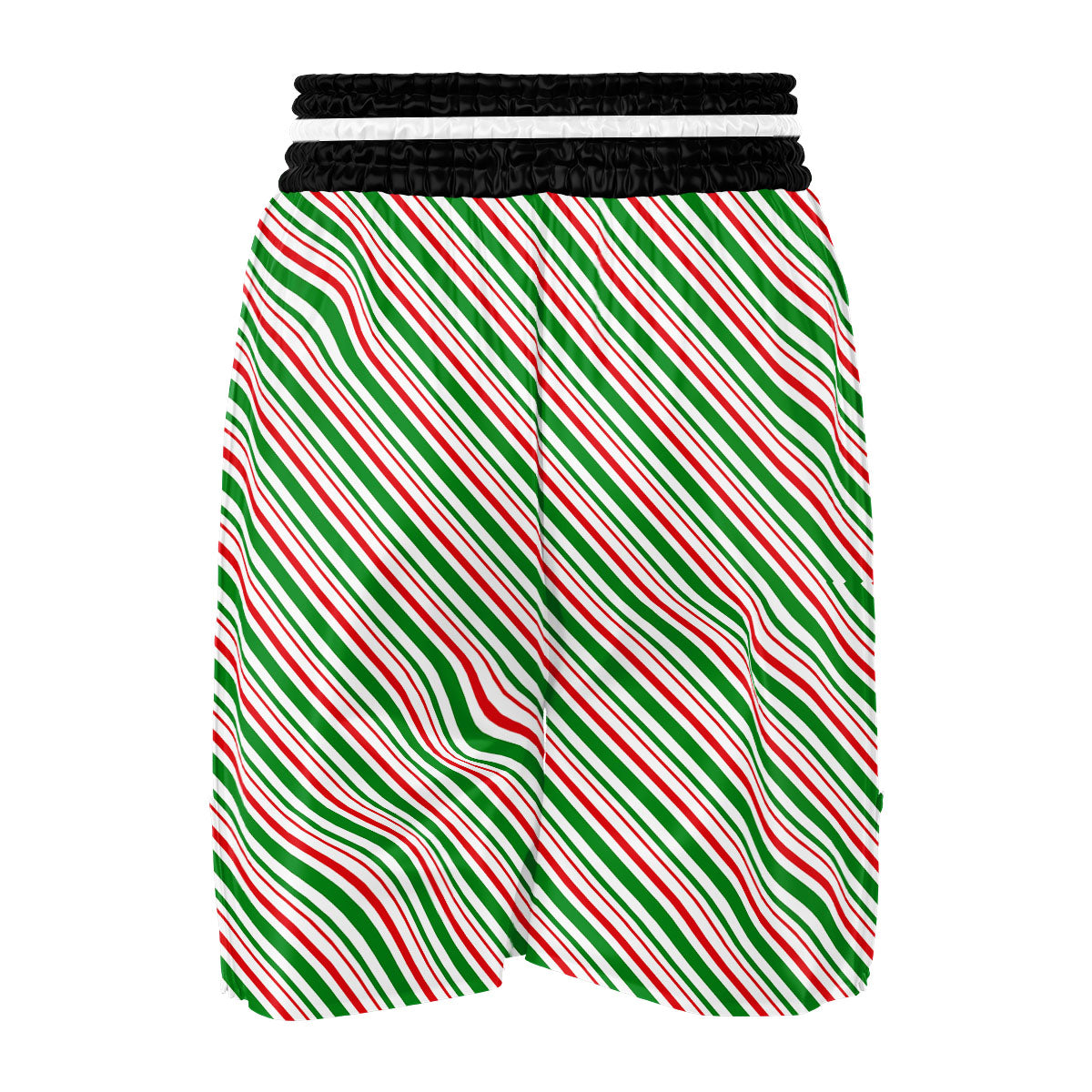 White Candy Cane And Red Green Print Boxing Shorts-grizzshop