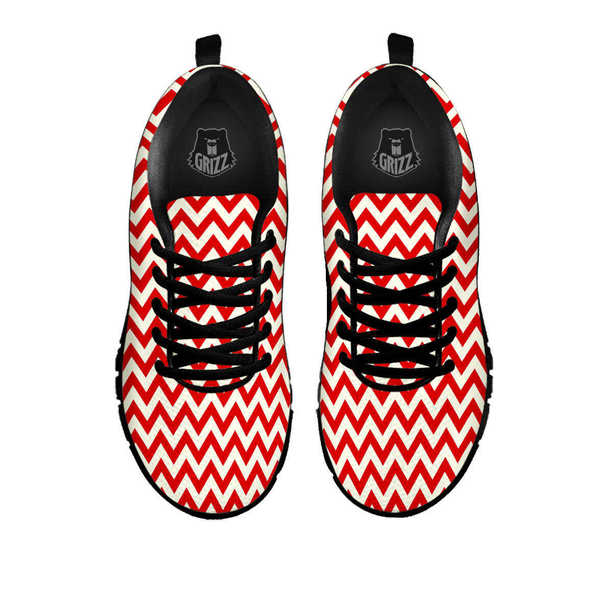 White Chevron And Beige Red Print Black Sneaker-grizzshop