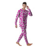 White Cow And Hot Pink Print Men's Pajamas-grizzshop