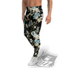 White Cranes Japanese Black Print Pattern Men's Leggings-grizzshop