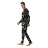 White Cranes Japanese Black Print Pattern Men's Pajamas-grizzshop