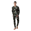 White Cranes Japanese Black Print Pattern Men's Pajamas-grizzshop