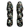 White Cranes Japanese Black Print Pattern Muay Thai Shin Guards-grizzshop