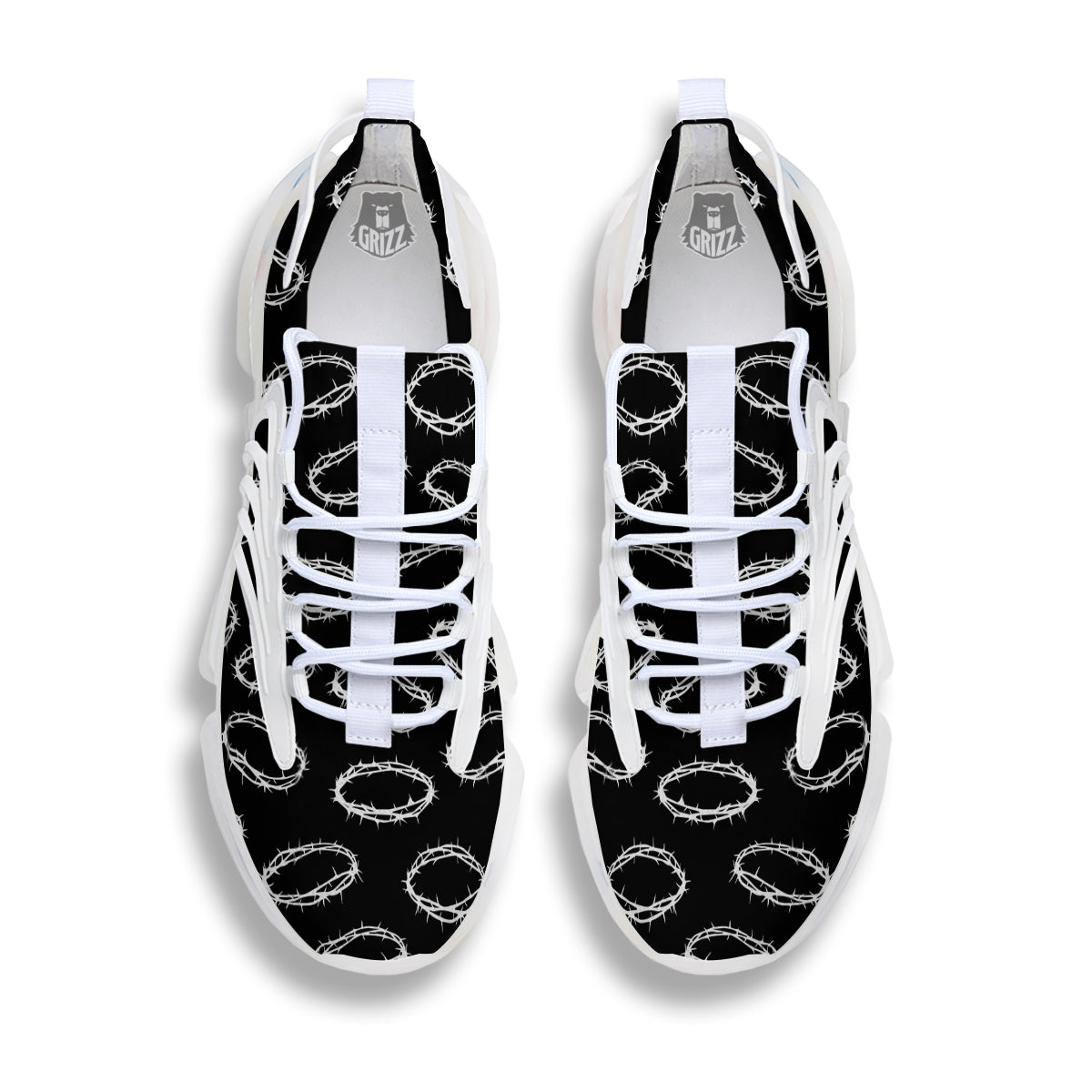 White Crown Of Thorns Print Pattern White Gym Shoes-grizzshop