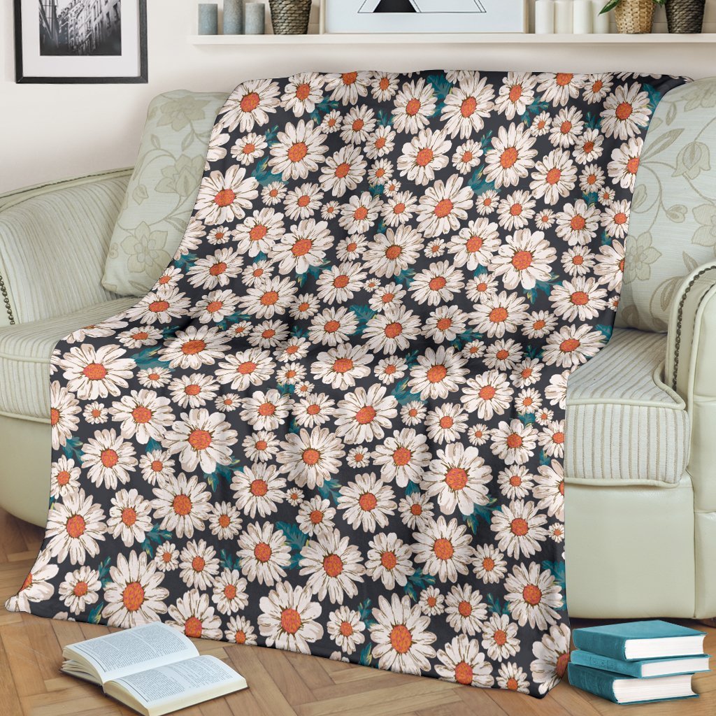 White Cute Daisy Pattern Print Blanket-grizzshop