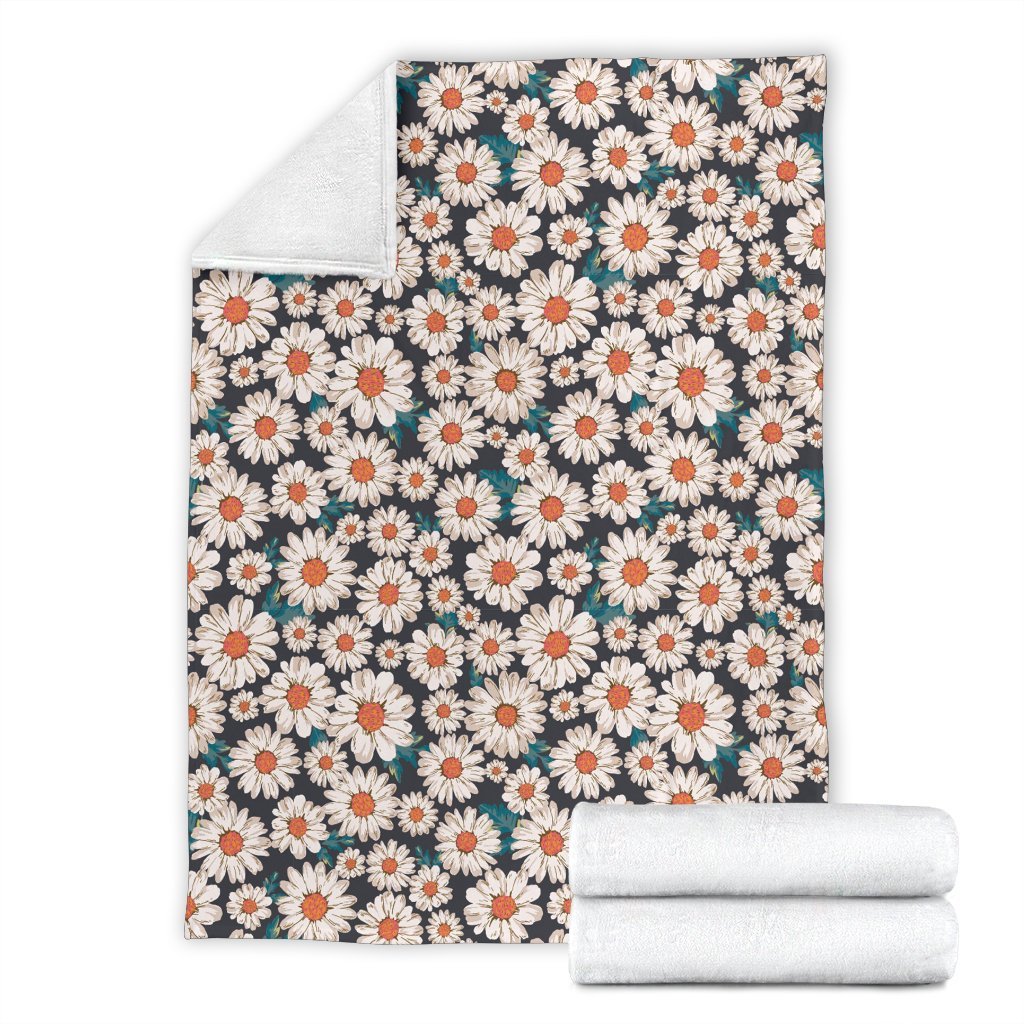 White Cute Daisy Pattern Print Blanket-grizzshop