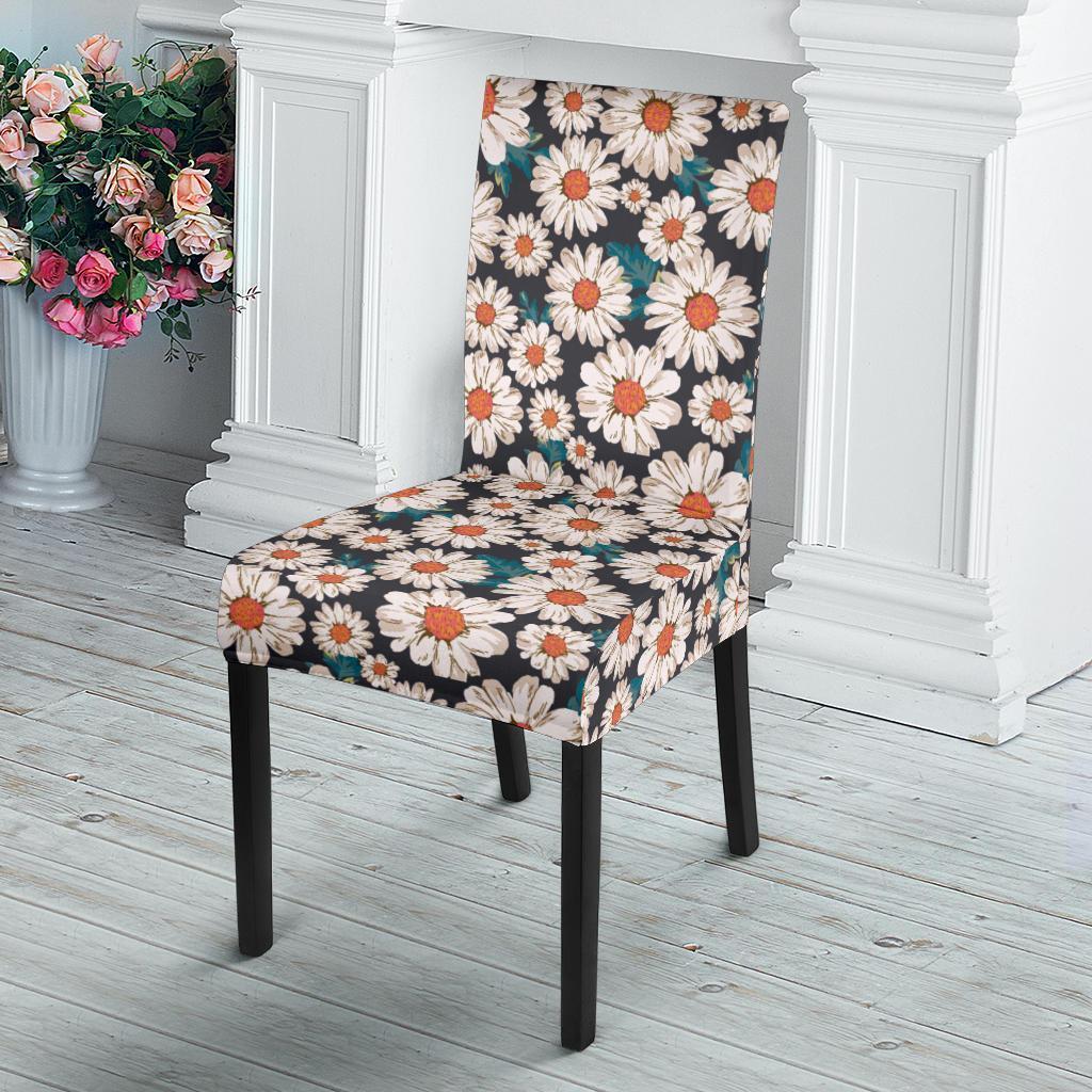 White Cute Daisy Pattern Print Chair Cover-grizzshop