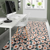 White Cute Daisy Pattern Print Floor Mat-grizzshop