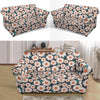 White Cute Daisy Pattern Print Loveseat Cover-grizzshop