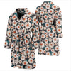 White Cute Daisy Pattern Print Men Long Robe-grizzshop