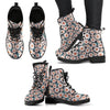 White Cute Daisy Pattern Print Men Women Leather Boots-grizzshop