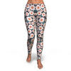 White Cute Daisy Pattern Print Pattern Women Leggings-grizzshop