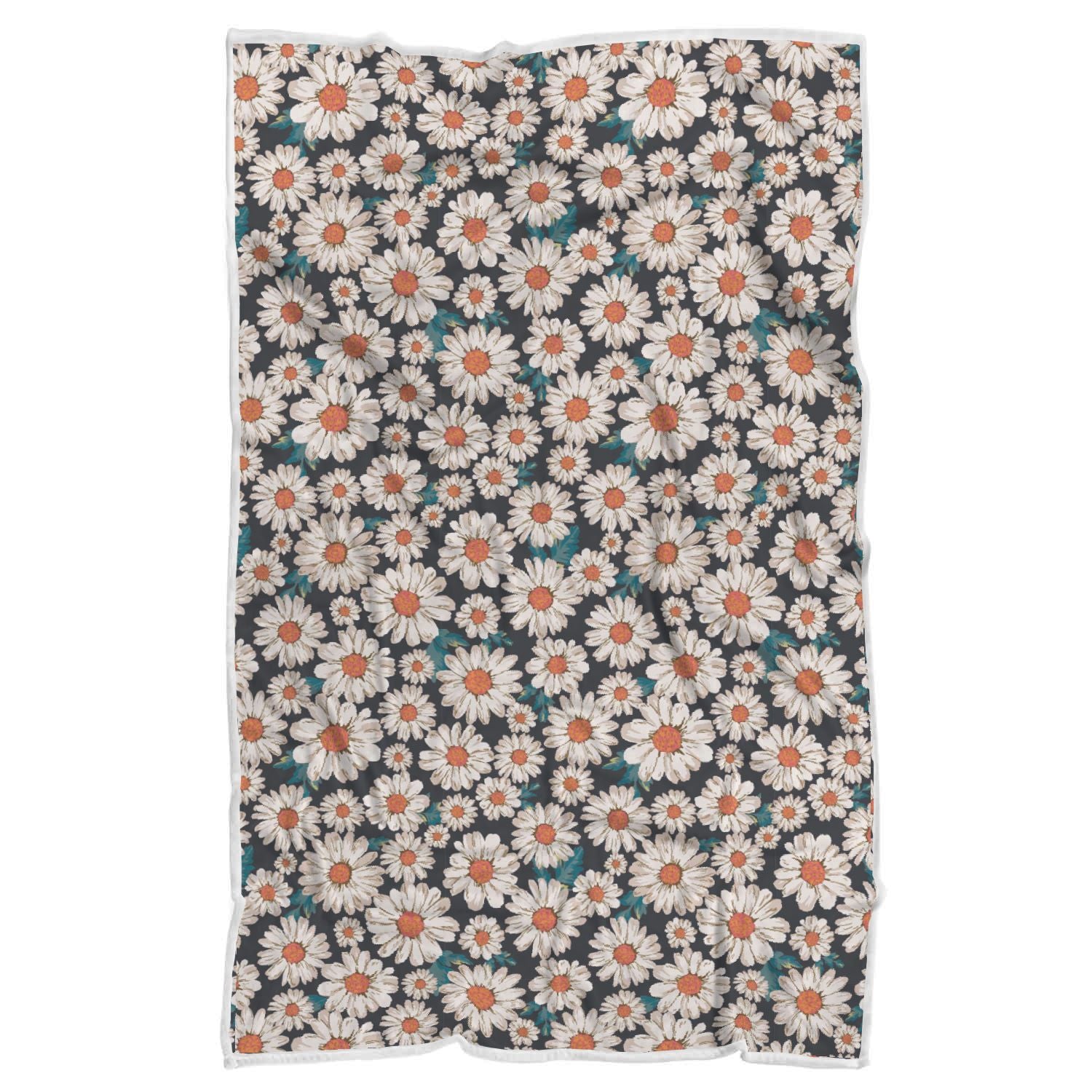 White Cute Daisy Pattern Print Throw Blanket-grizzshop