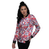 White Digital Camo And Blue Red Print Women's Bomber Jacket-grizzshop