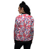 White Digital Camo And Blue Red Print Women's Bomber Jacket-grizzshop