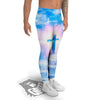 White Doves And Christian Cross Print Men's Leggings-grizzshop