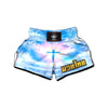 White Doves And Christian Cross Print Muay Thai Boxing Shorts-grizzshop