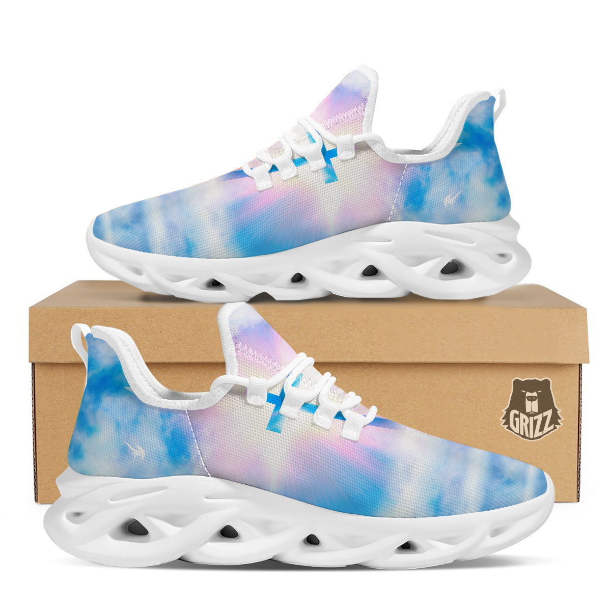 White Doves And Christian Cross Print White Running Shoes-grizzshop