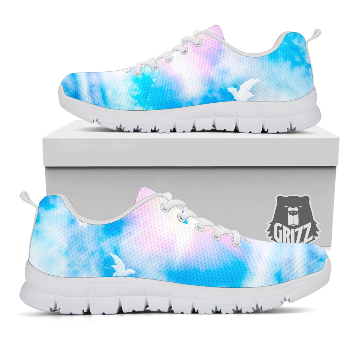 White Doves And Christian Cross Print White Sneaker-grizzshop