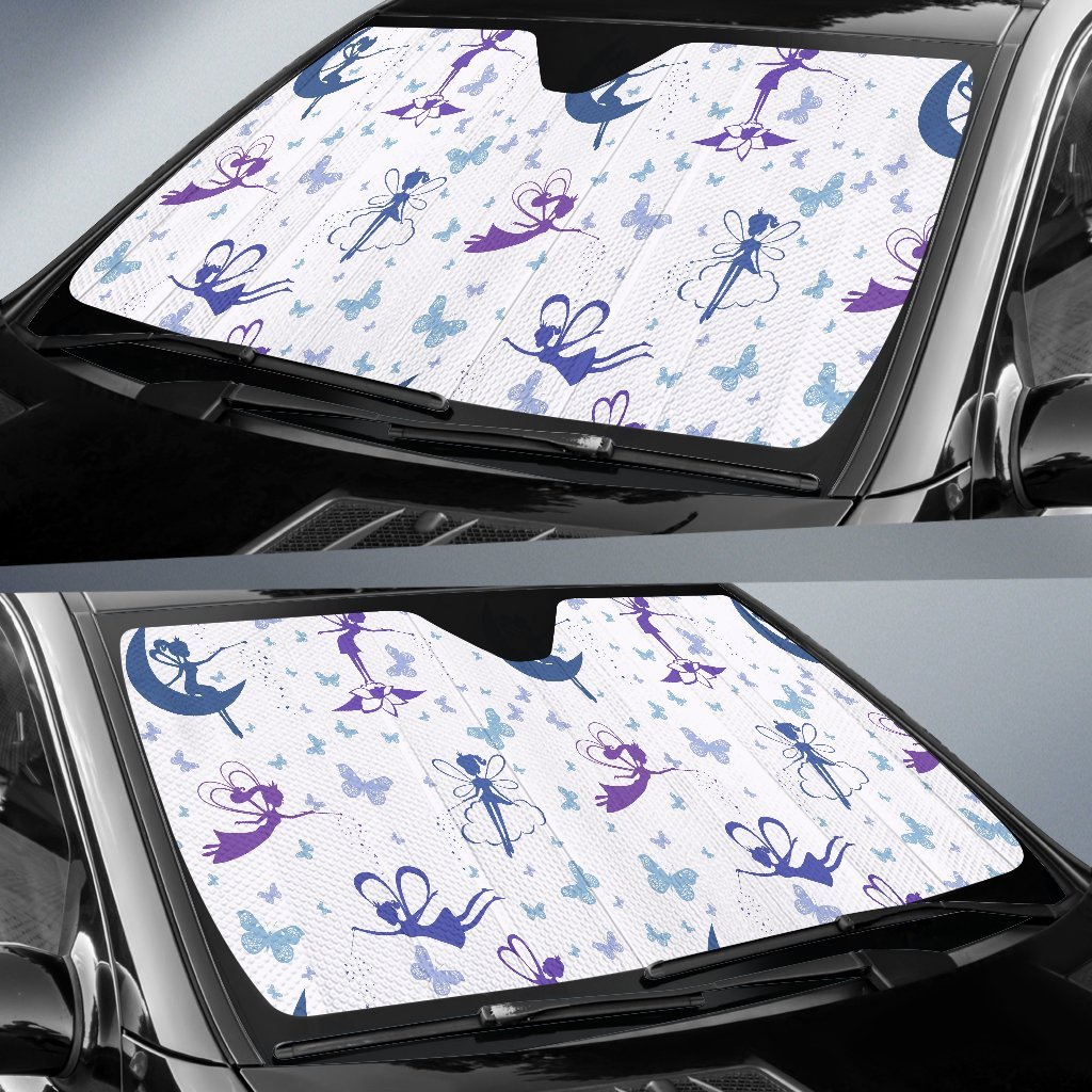 White Fairy Pattern Print Car Sun Shade-grizzshop