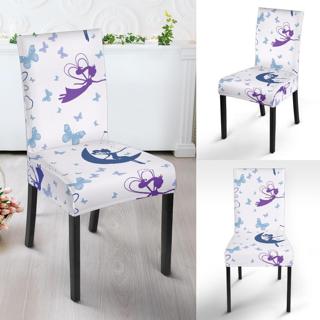 White Fairy Pattern Print Chair Cover-grizzshop