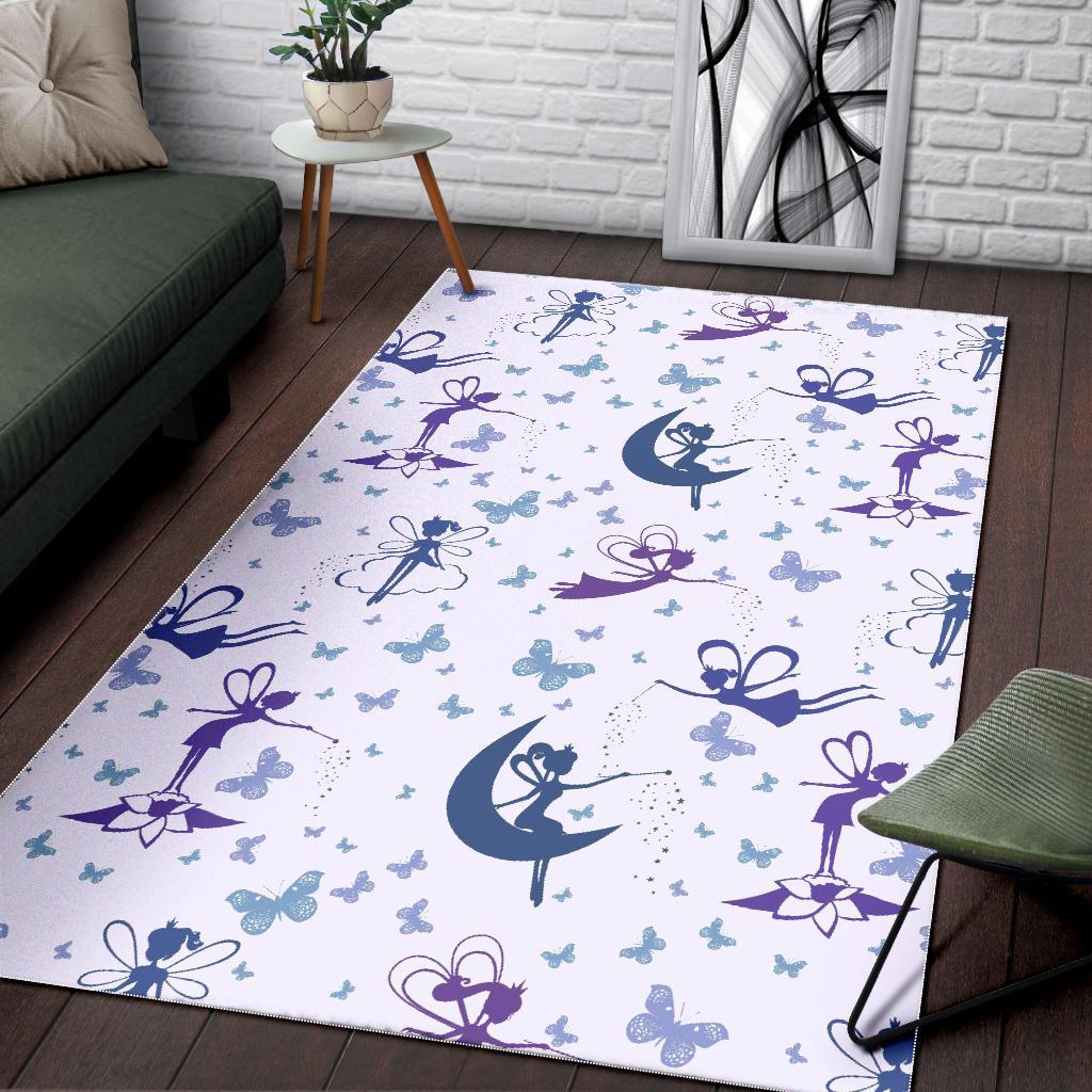 White Fairy Pattern Print Floor Mat-grizzshop