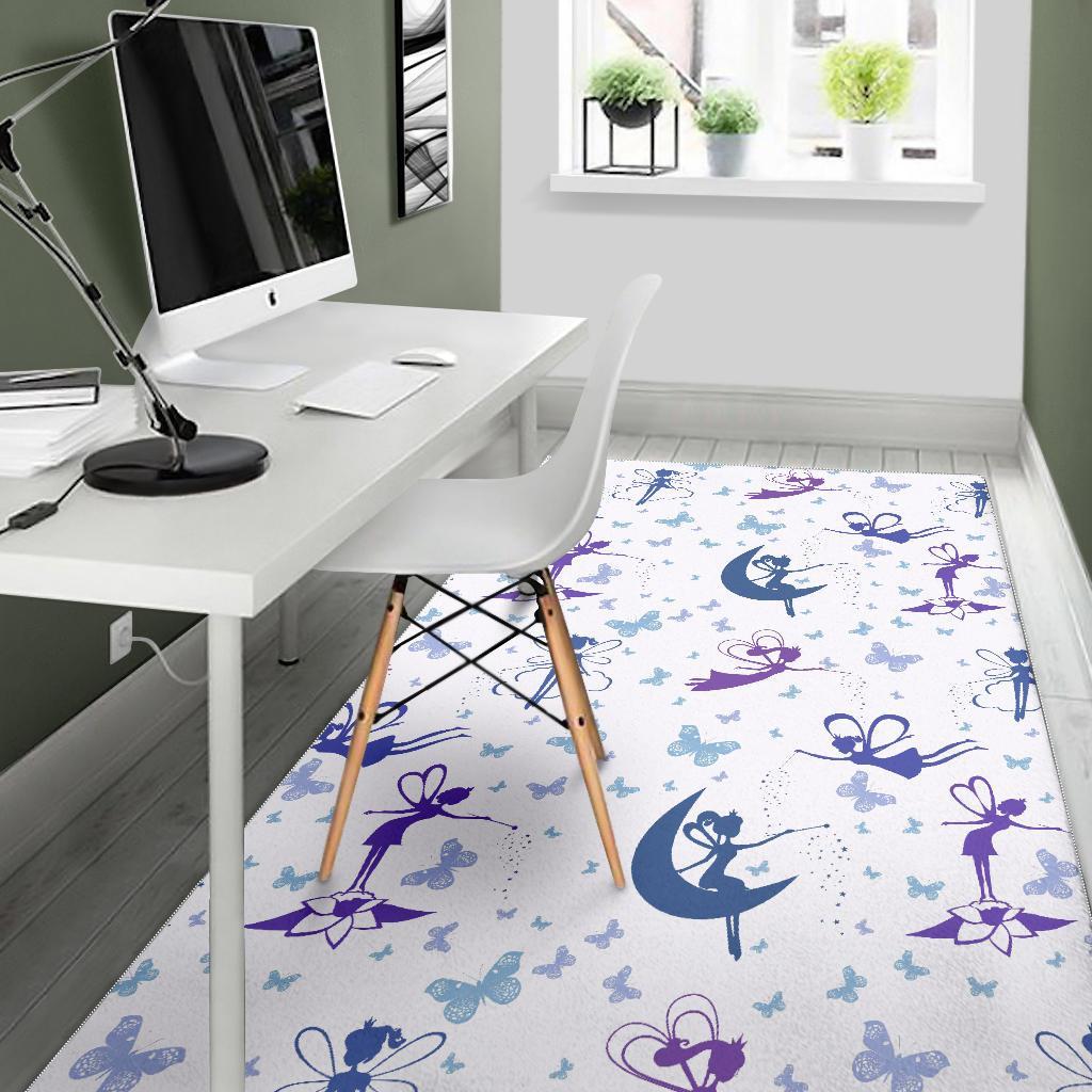 White Fairy Pattern Print Floor Mat-grizzshop