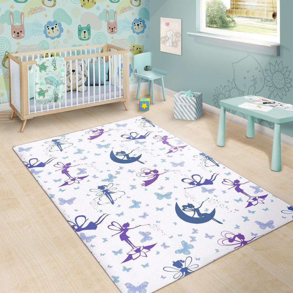 White Fairy Pattern Print Floor Mat-grizzshop