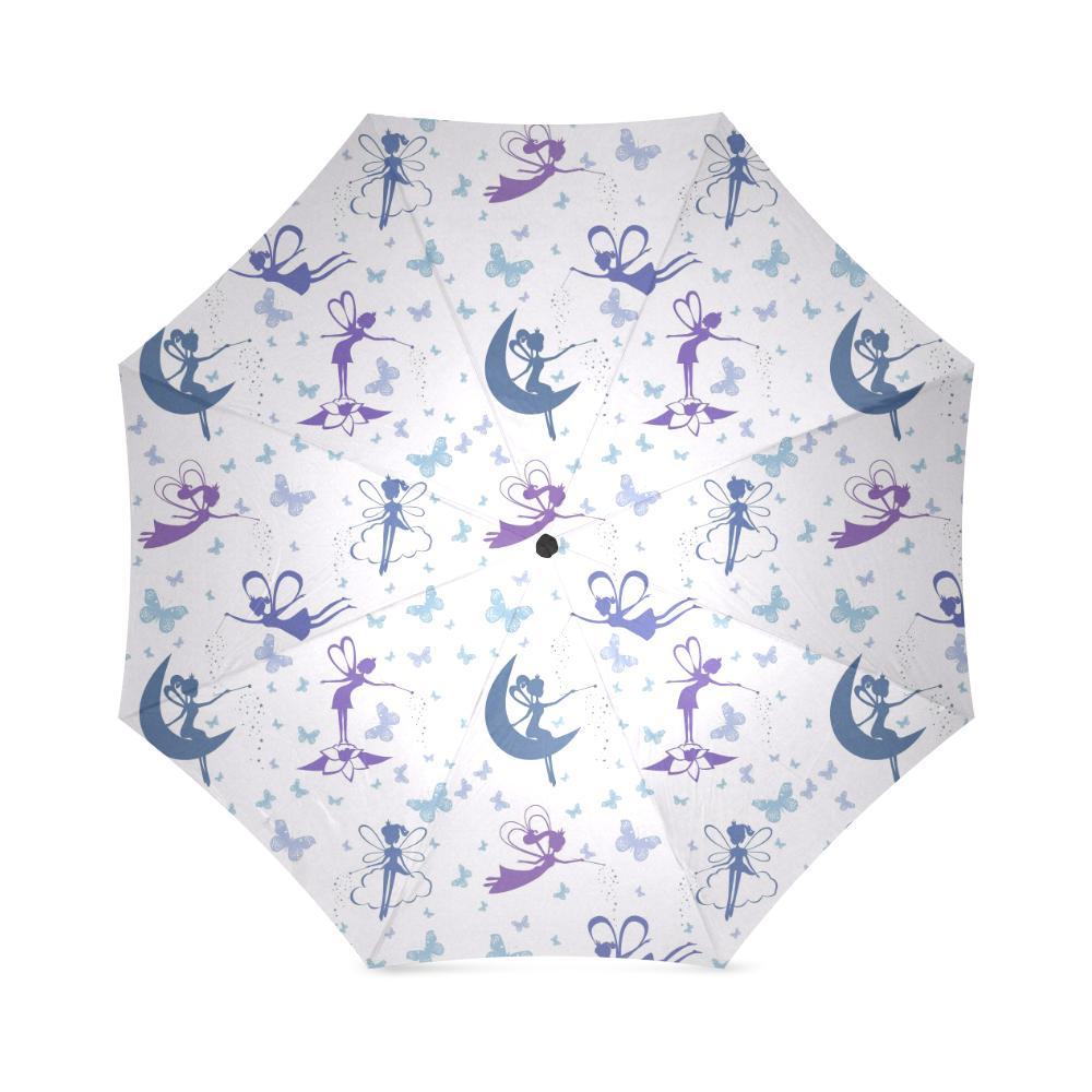 White Fairy Pattern Print Foldable Umbrella-grizzshop