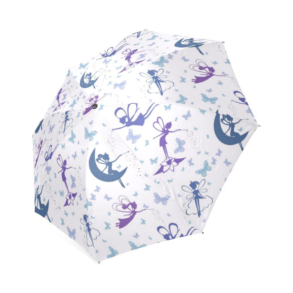 White Fairy Pattern Print Foldable Umbrella-grizzshop