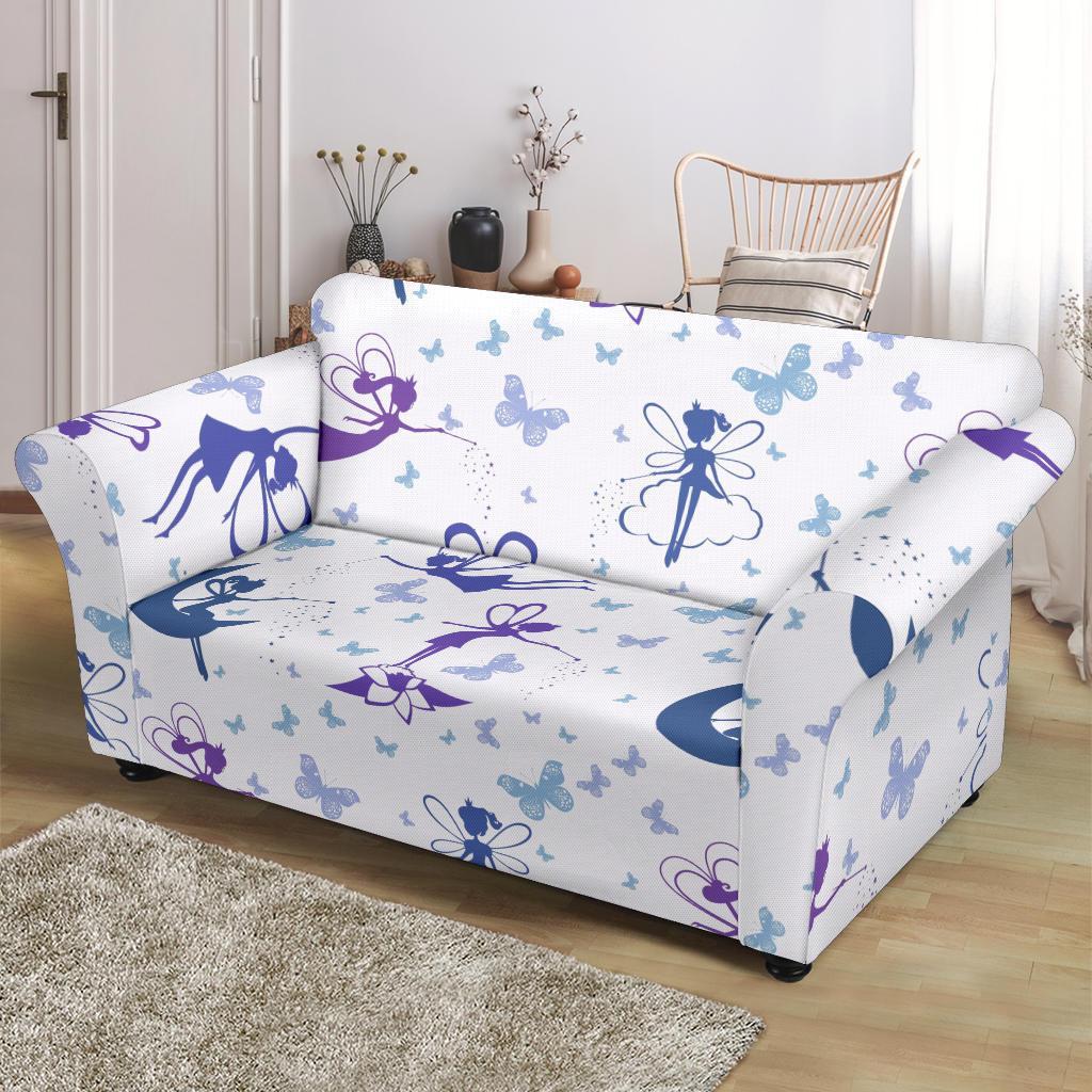 White Fairy Pattern Print Loveseat Cover-grizzshop