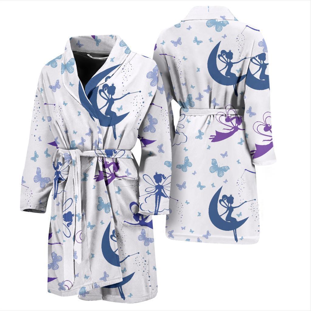 White Fairy Pattern Print Men Long Robe-grizzshop