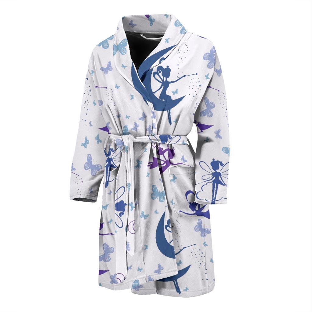 White Fairy Pattern Print Men Long Robe-grizzshop