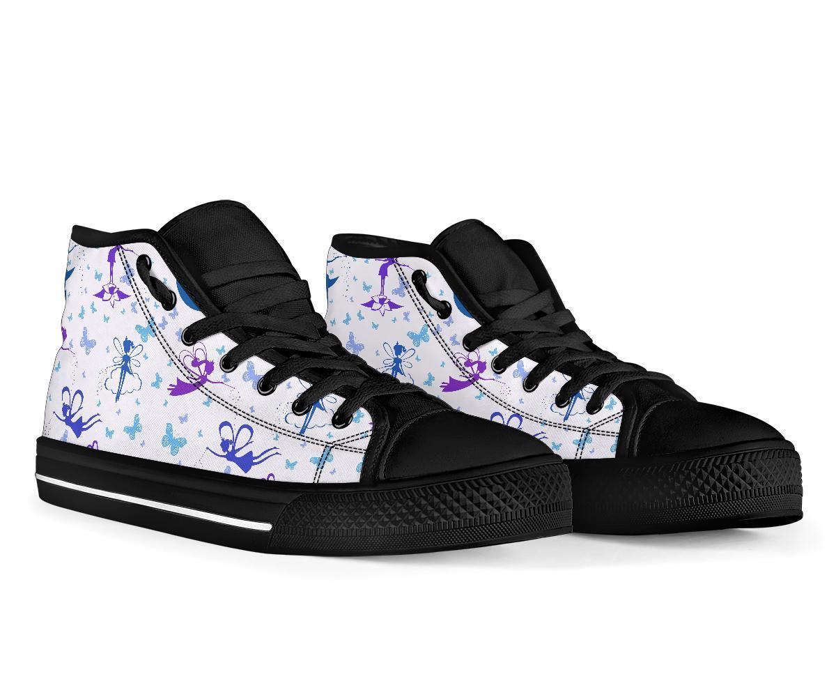 White Fairy Pattern Print Men Women's High Top Shoes-grizzshop
