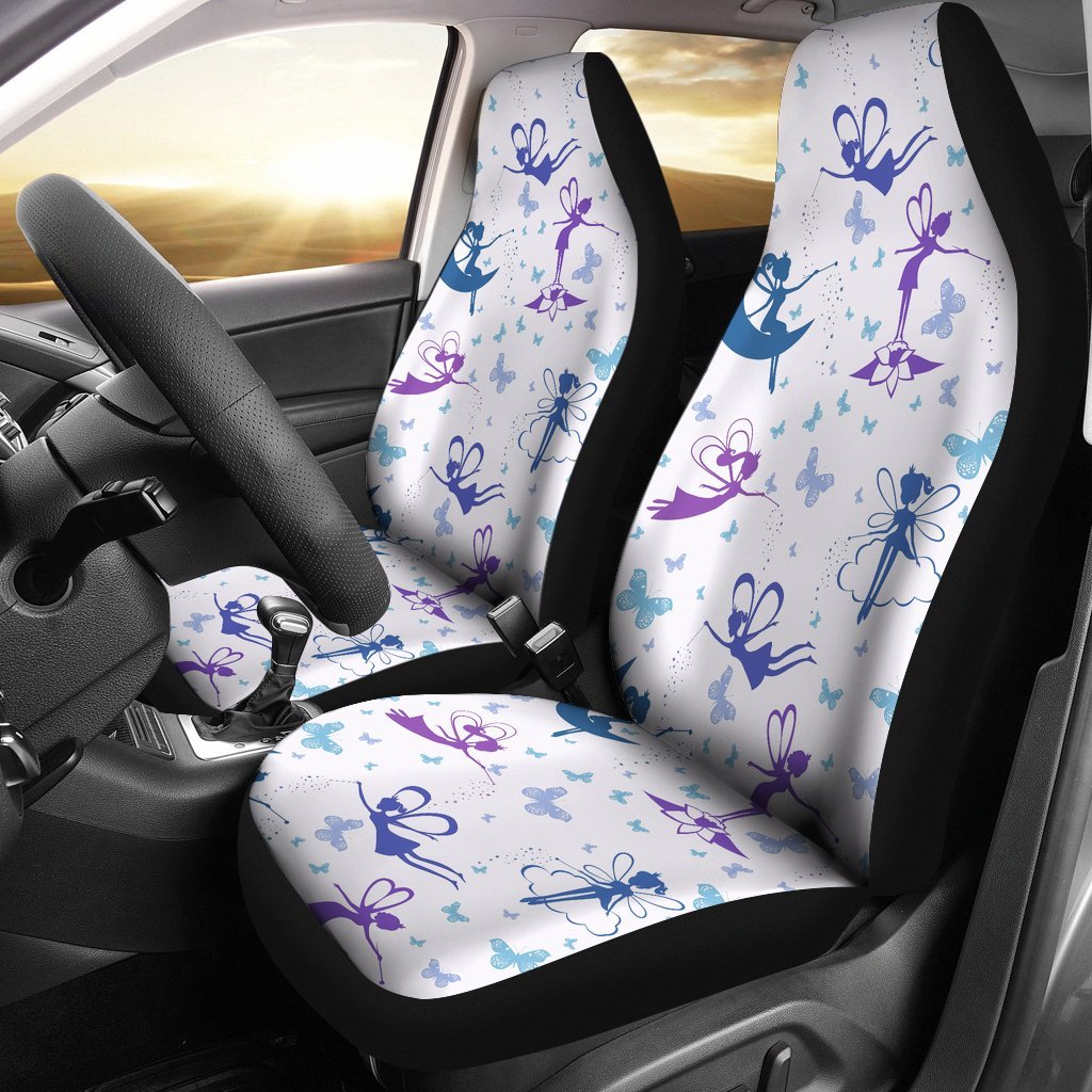 White Fairy Pattern Print Universal Fit Car Seat Cover-grizzshop