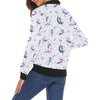 White Fairy Pattern Print Women Casual Bomber Jacket-grizzshop