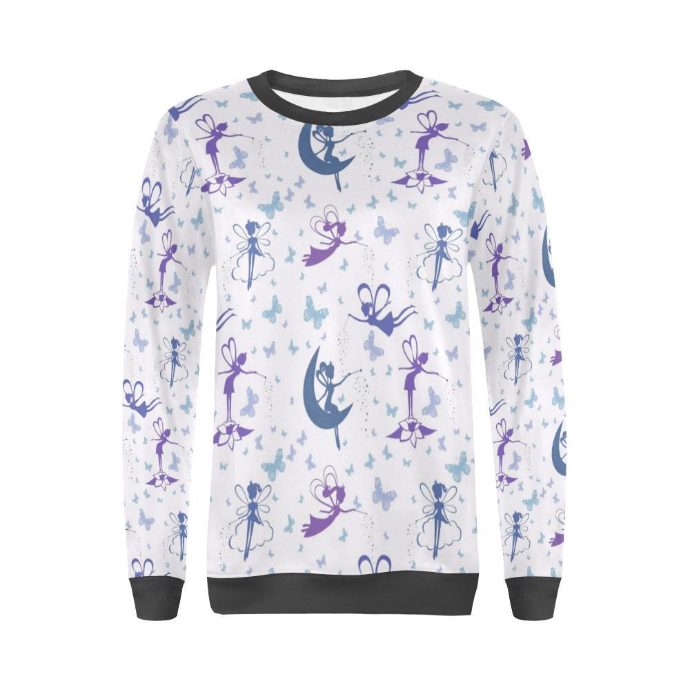 White Fairy Pattern Print Women's Sweatshirt-grizzshop