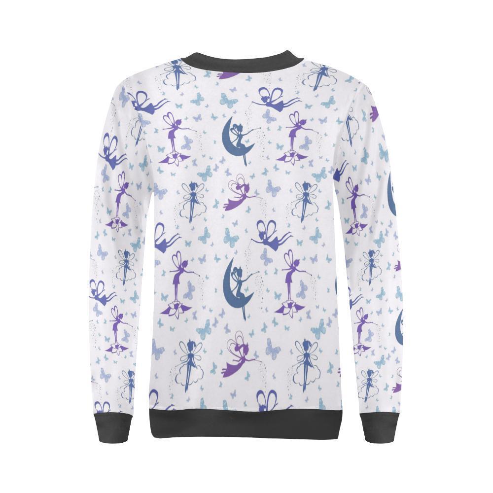 White Fairy Pattern Print Women's Sweatshirt-grizzshop