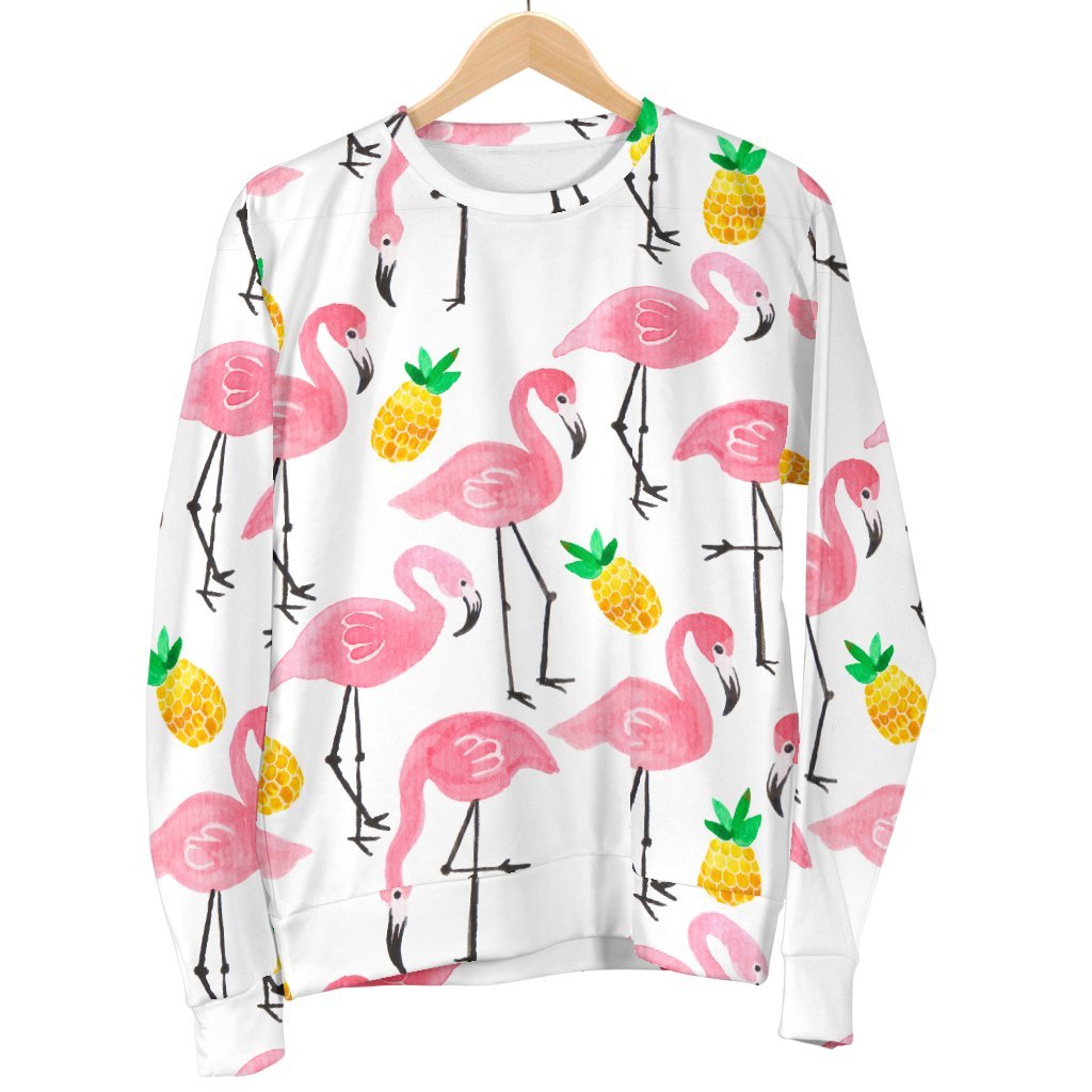 White Flamingo Pineapple Print Sweatshirt-grizzshop