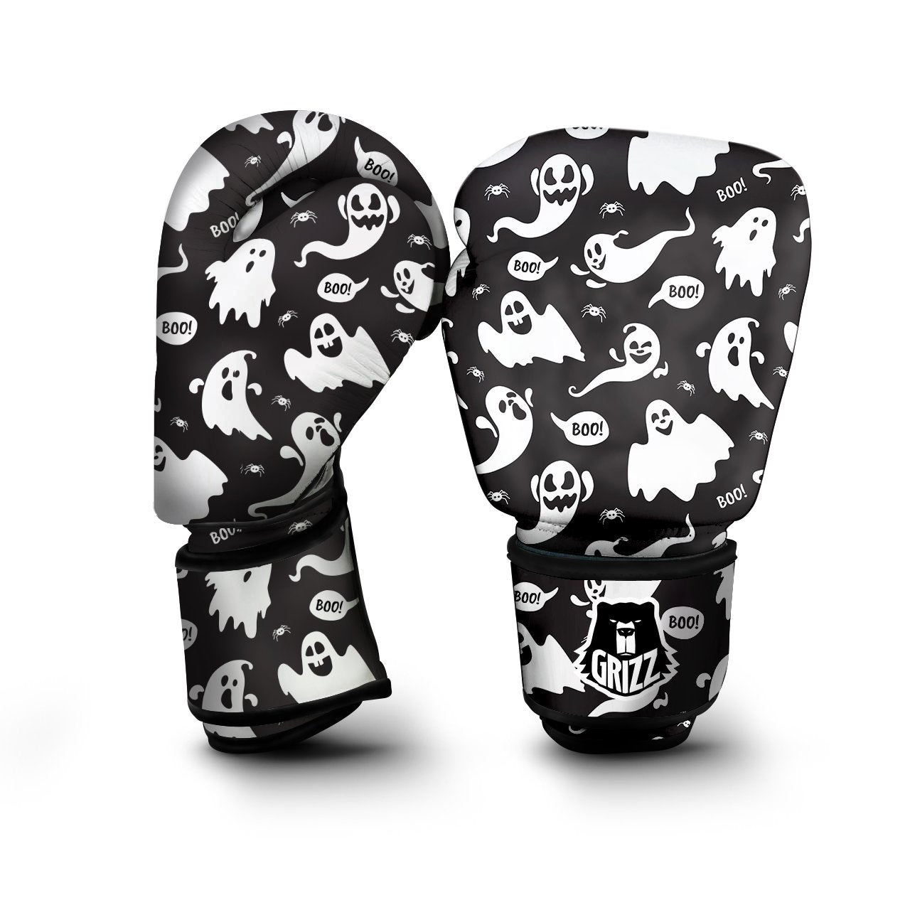 White Ghost Print Pattern Boxing Gloves-grizzshop