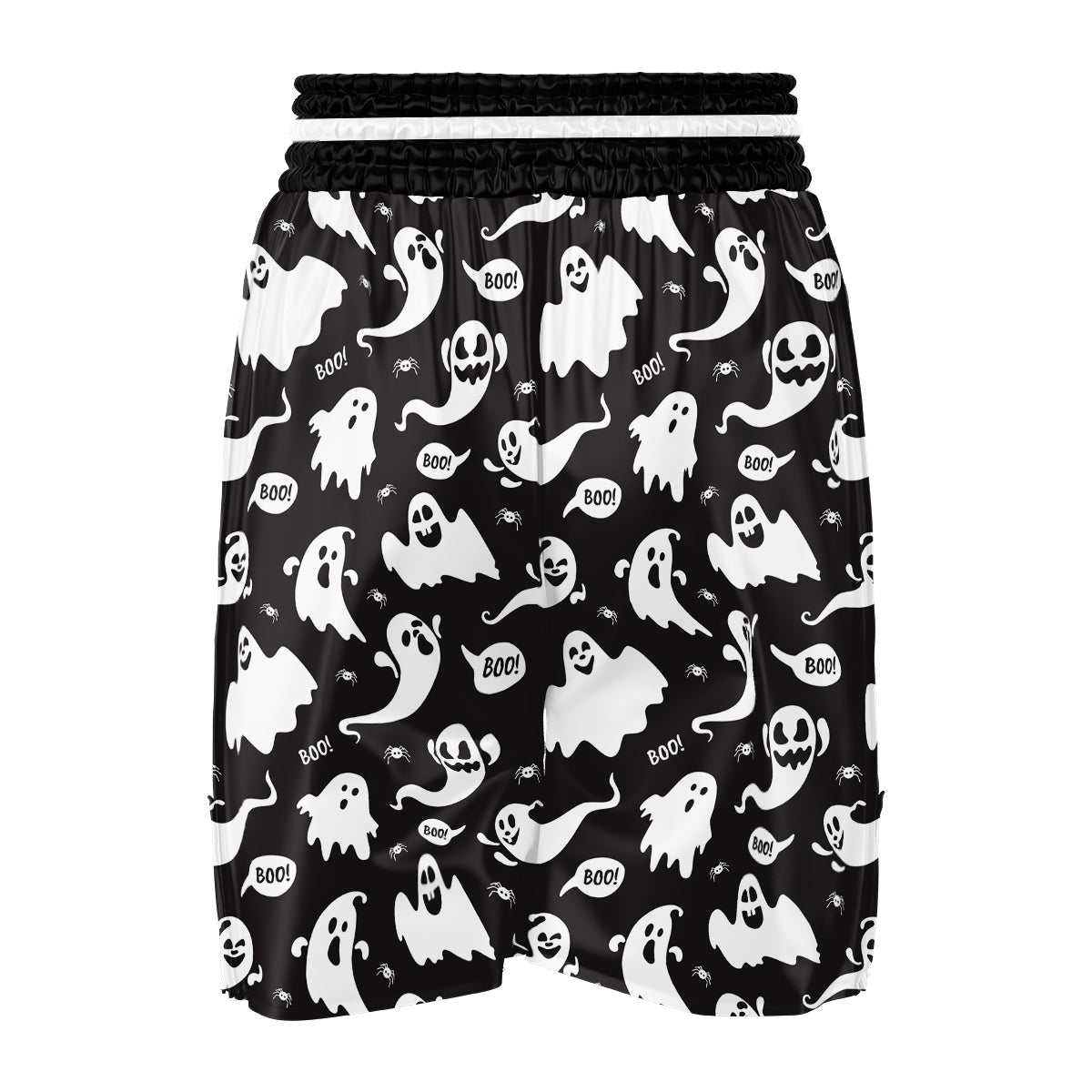 White Ghost Print Pattern Boxing Shorts-grizzshop