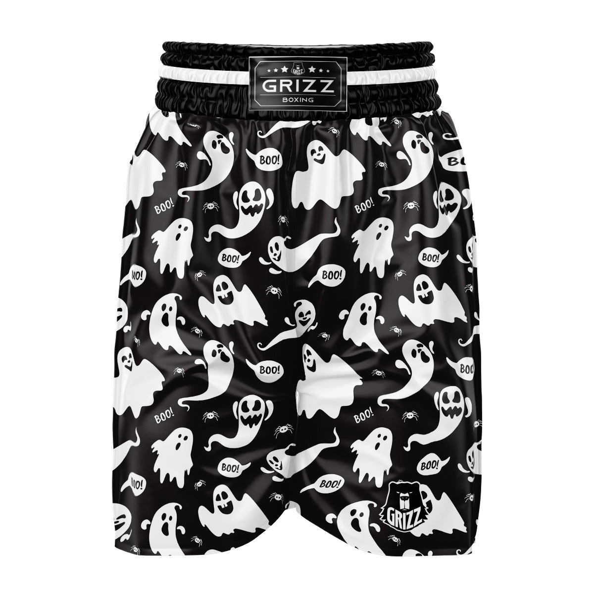 White Ghost Print Pattern Boxing Shorts-grizzshop
