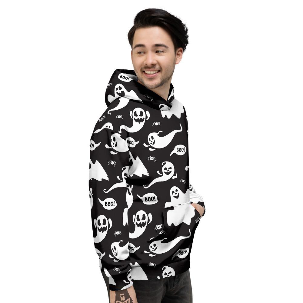 White Ghost Print Pattern Men's Hoodie-grizzshop