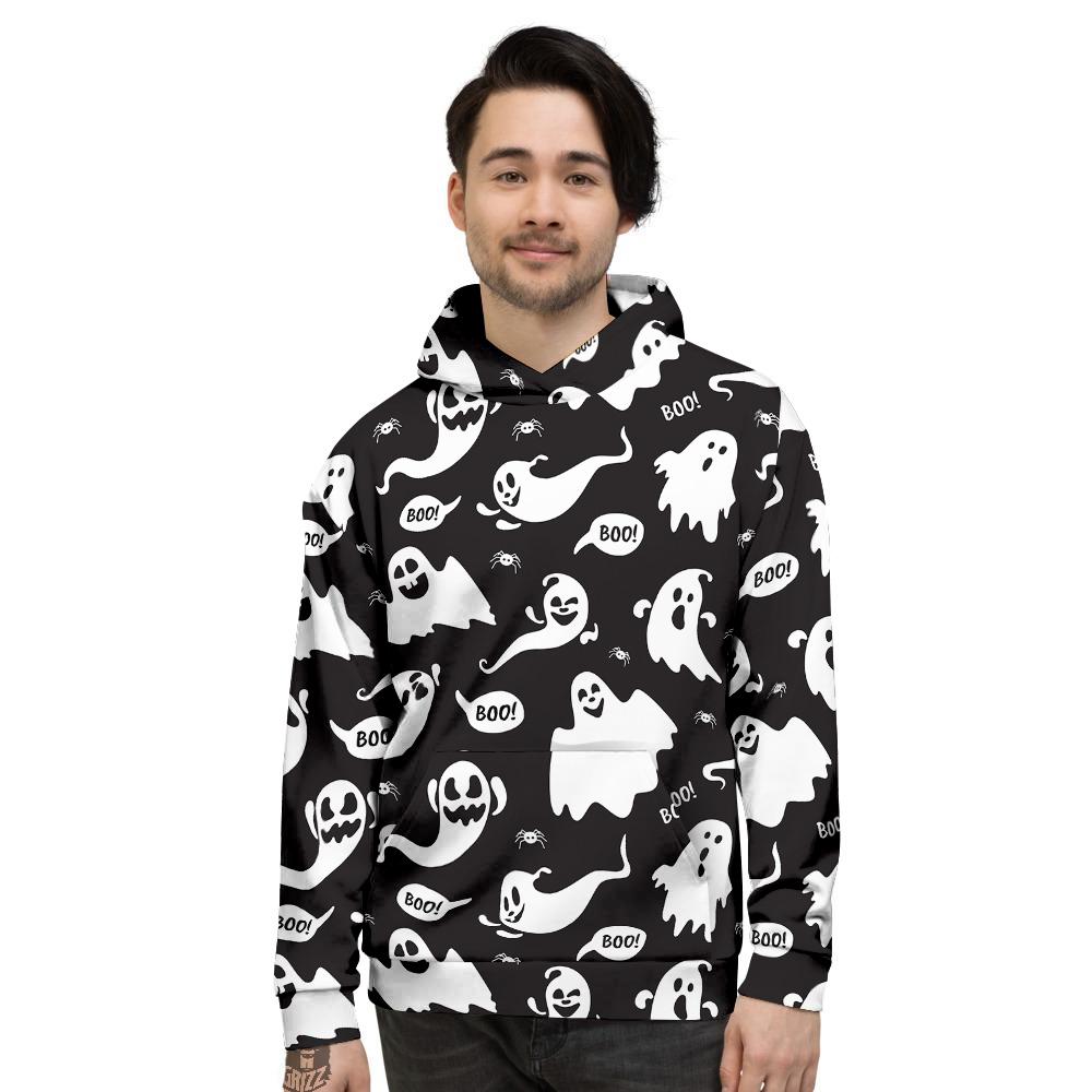 White Ghost Print Pattern Men's Hoodie-grizzshop