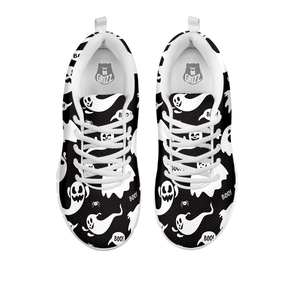White Ghost Print Pattern White Sneaker-grizzshop