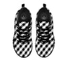 White Gingham And Grey Shadow Print Pattern Black Sneaker-grizzshop