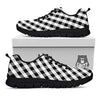 White Gingham And Grey Shadow Print Pattern Black Sneaker-grizzshop