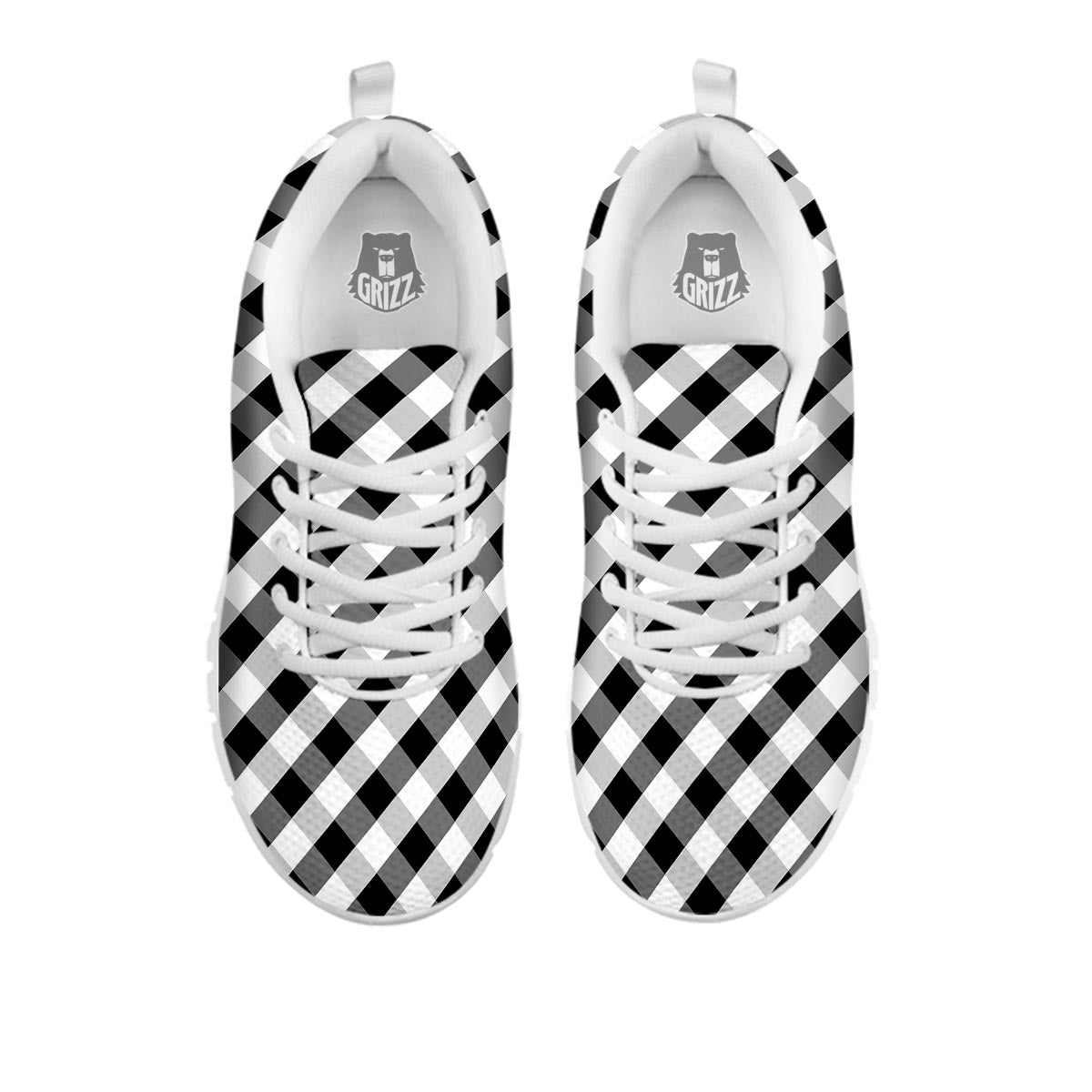 White Gingham And Grey Shadow Print Pattern White Sneaker-grizzshop