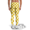 White Gingham And Yellow Honey Print Men's Leggings-grizzshop